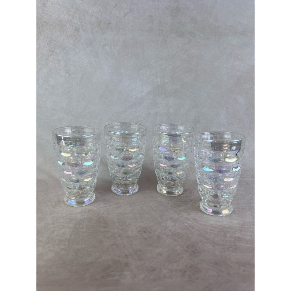 Federal Glass Colonial Iridescent 10 oz Tumblers Set of 4